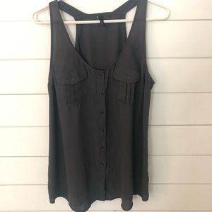 Gray Button Up Tank Top